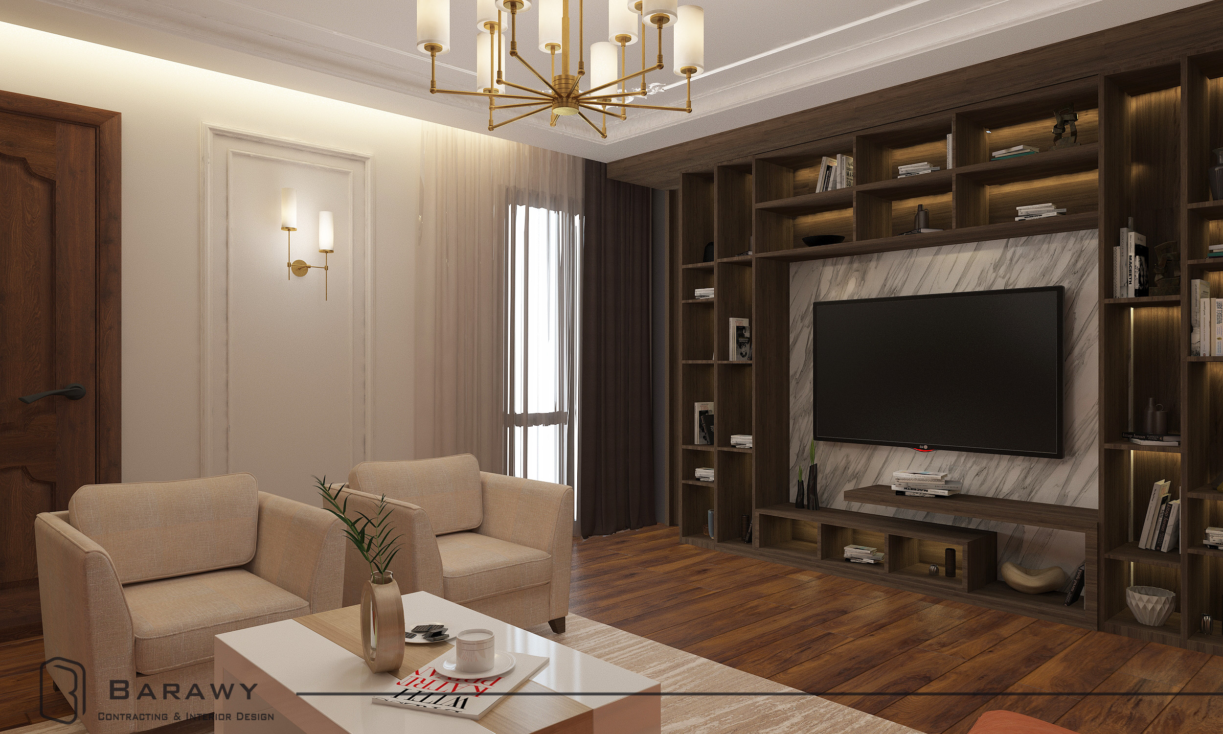 تصميم وتشطيب ليفينج مودرن